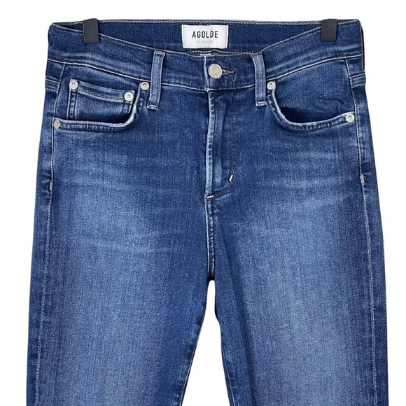 Agolde Jeans 26 Sophie Mid Rise Skinny Crop Raw Hem Stretch Denim Casual Fall - Picture 2 of 8